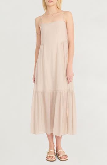 Luxely Rippled Woven Dress In Brown