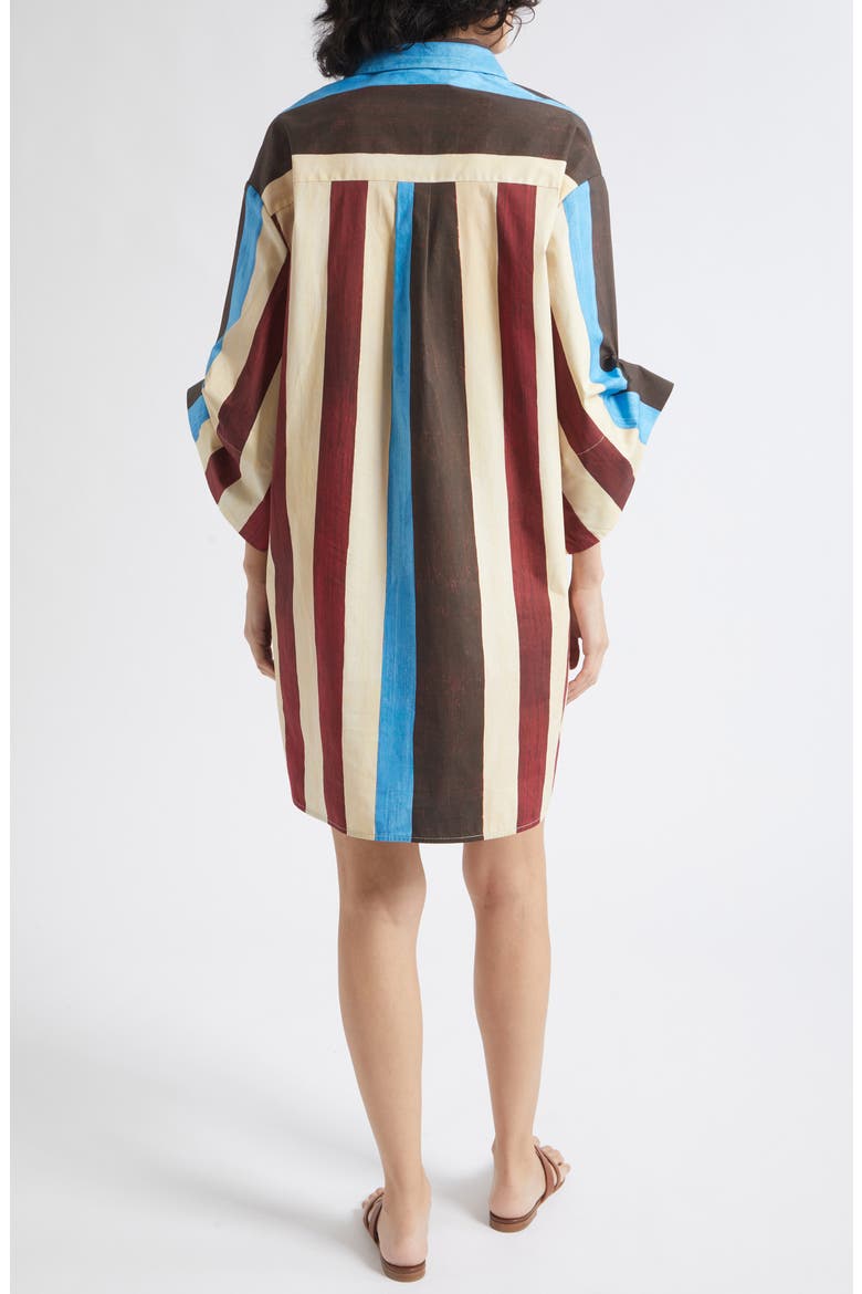 Nico Stripe Stretch Cotton Shirtdress, Alternate, color, CAFE STRIPE