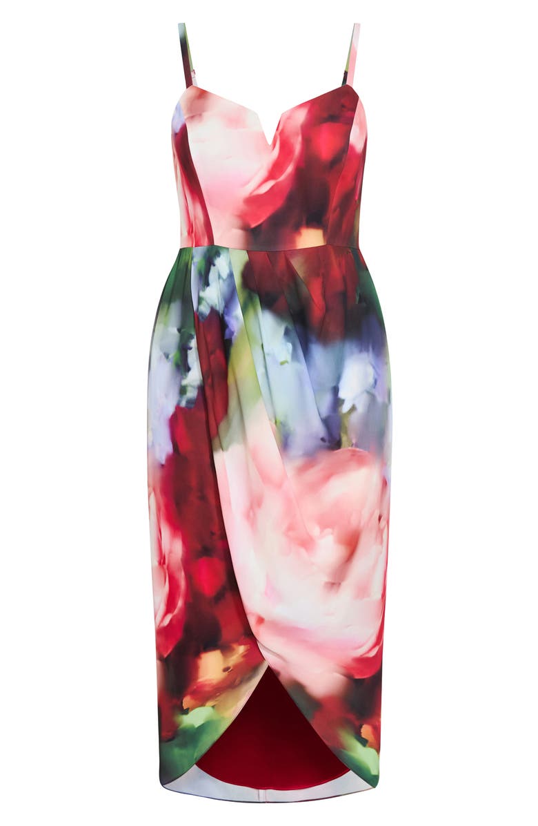City Chic Sassy Pleat Front Midi Dress, Alternate, color, Temptation Fl