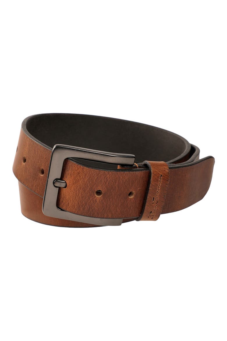 Leather Belt, Alternate, color, BROWN