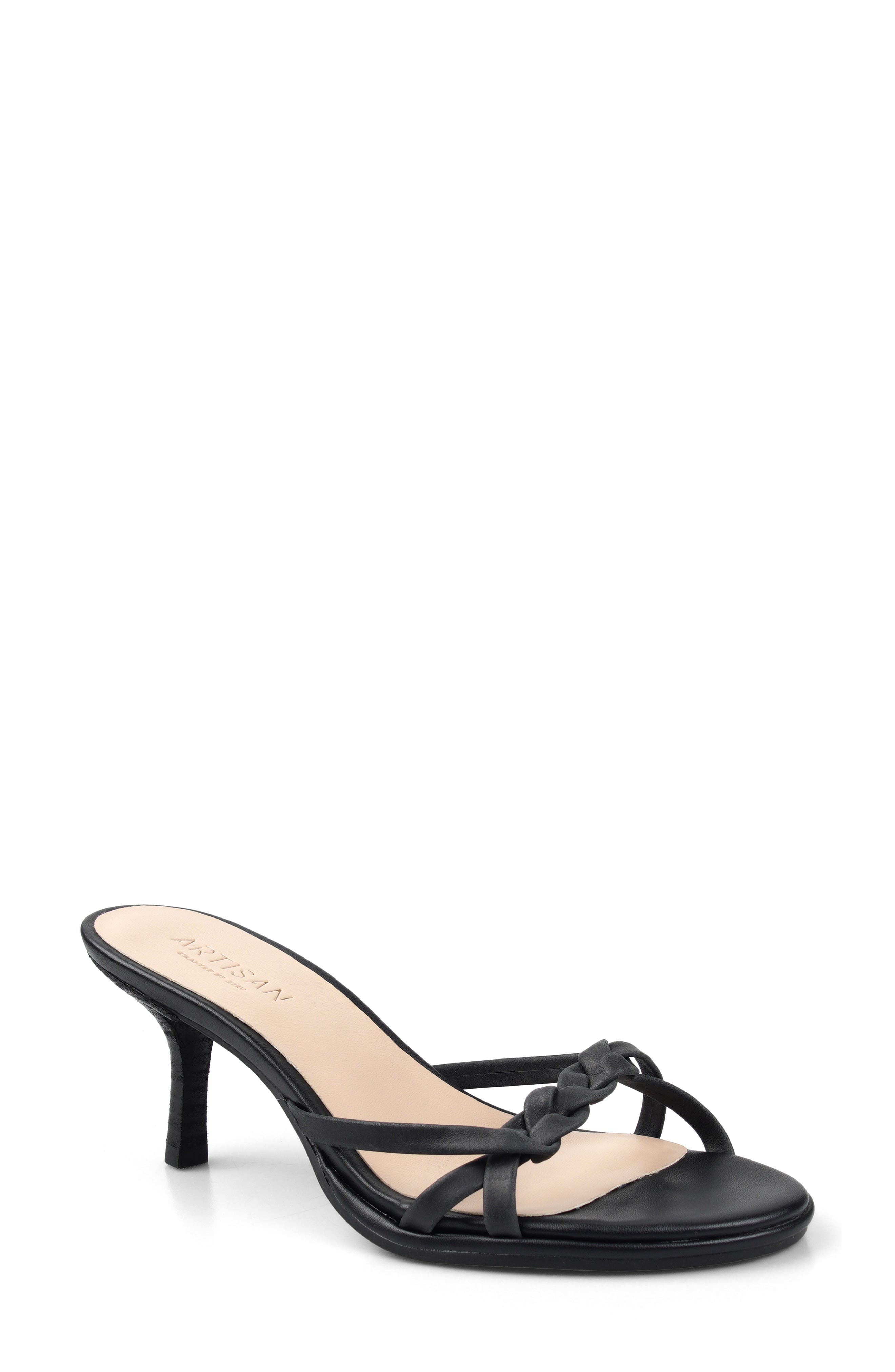 Pizz Kitten Heel Sandal, Main, color, BLACK LEATHER