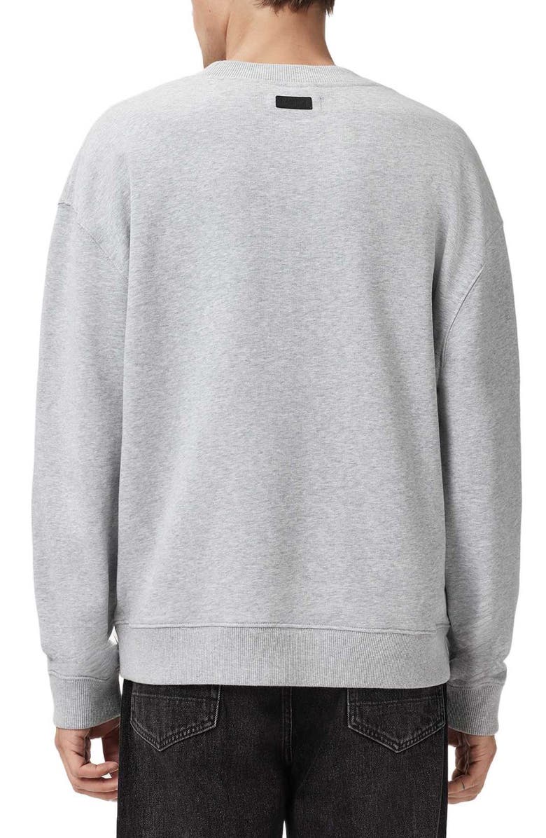 AllSaints Milo Oversize Cotton Fleece Crewneck Sweatshirt, Alternate, color, Light Grey Marl