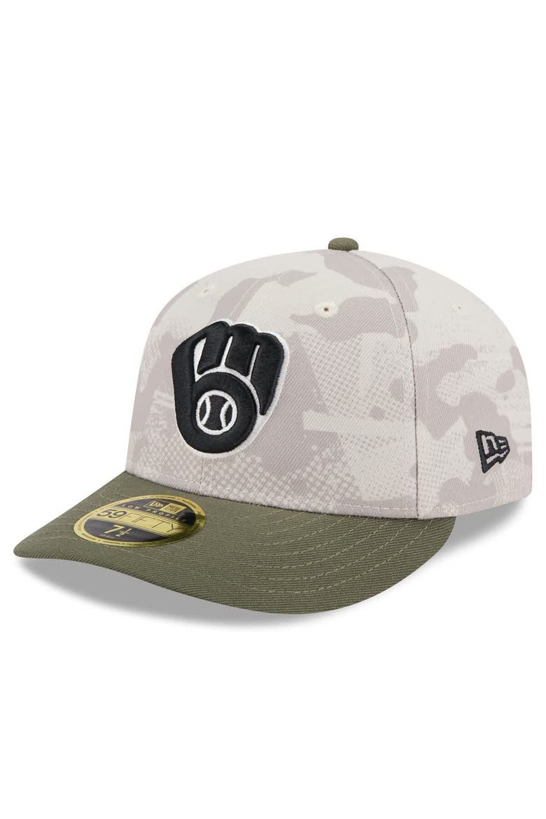 Men's New Era Light Beige/Olive Milwaukee Brewers 2025 Armed Forces Day Low Profile 59FIFTY Fitted Hat, Alternate, color, Light Beige