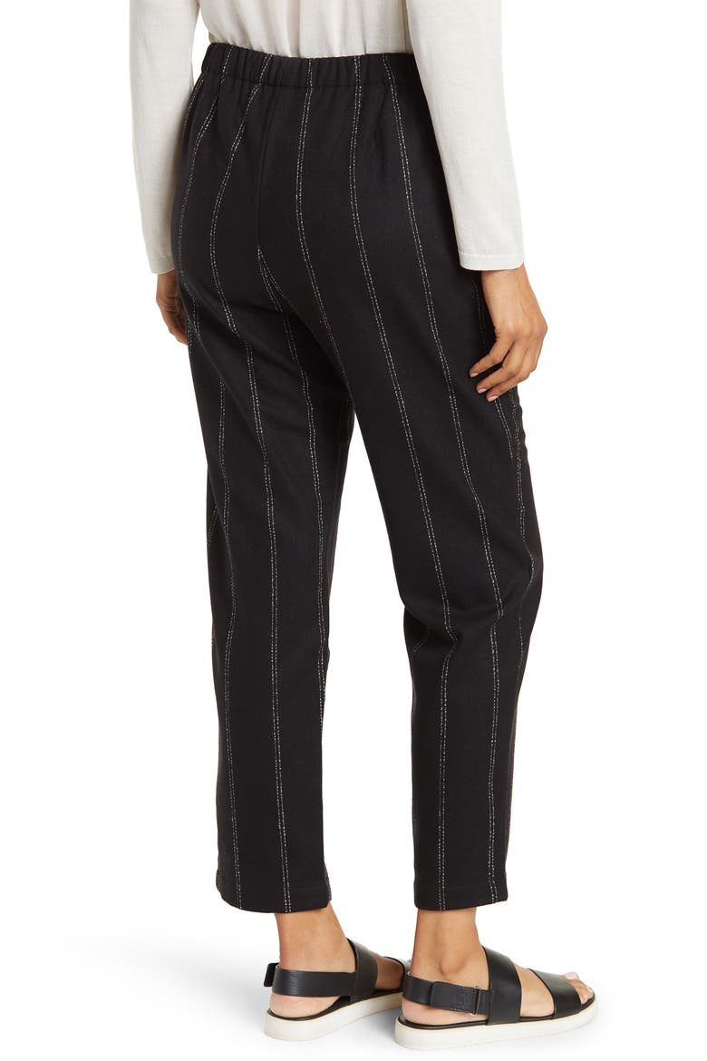 Stripe Print Tapered Ankle Wool Pants, Alternate, color, BLACK/ BONE