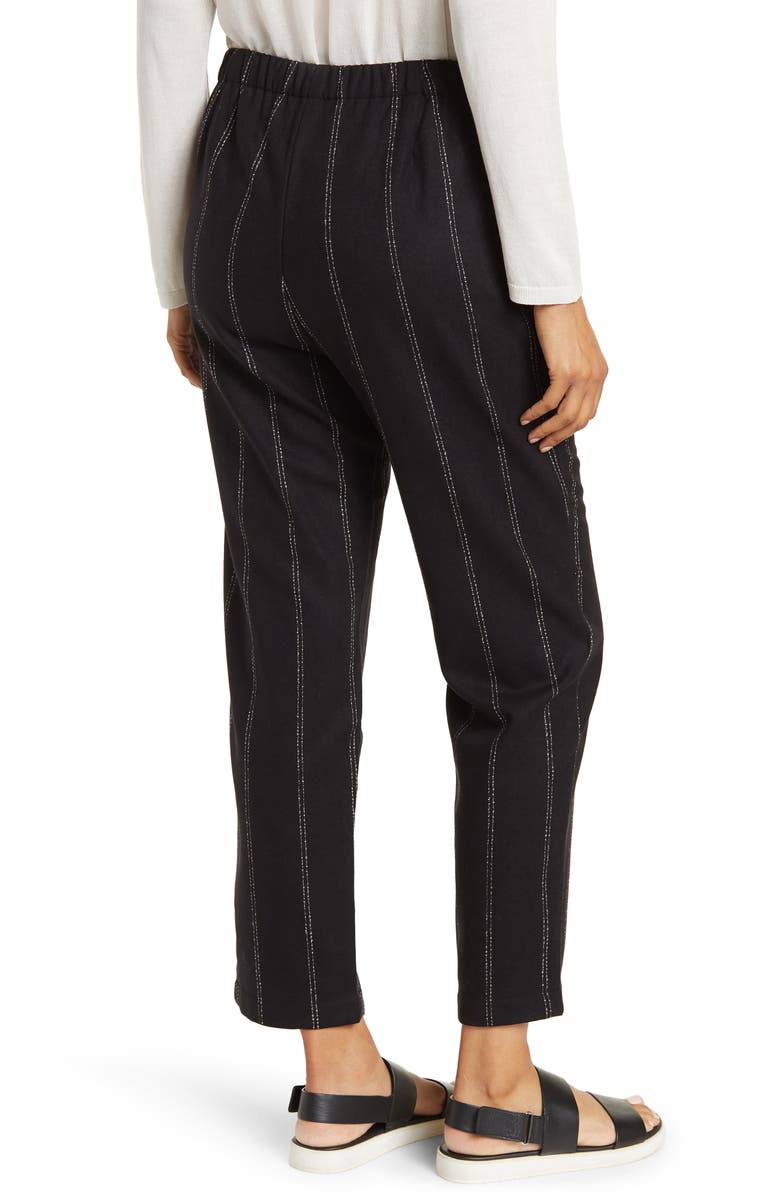 Eileen Fisher Stripe Print Tapered Ankle Wool Pants, Alternate, color,