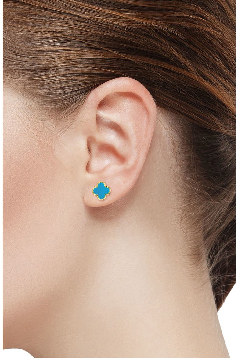 Kids' Clover Stud Earrings, Alternate, color, TURQUOISE