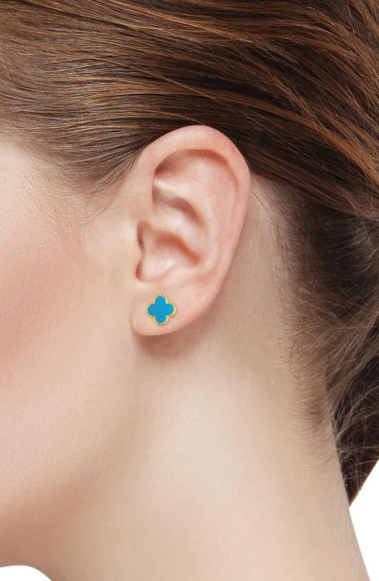 Lily Nily Kids' Clover Stud Earrings, Alternate, color, Turquoise