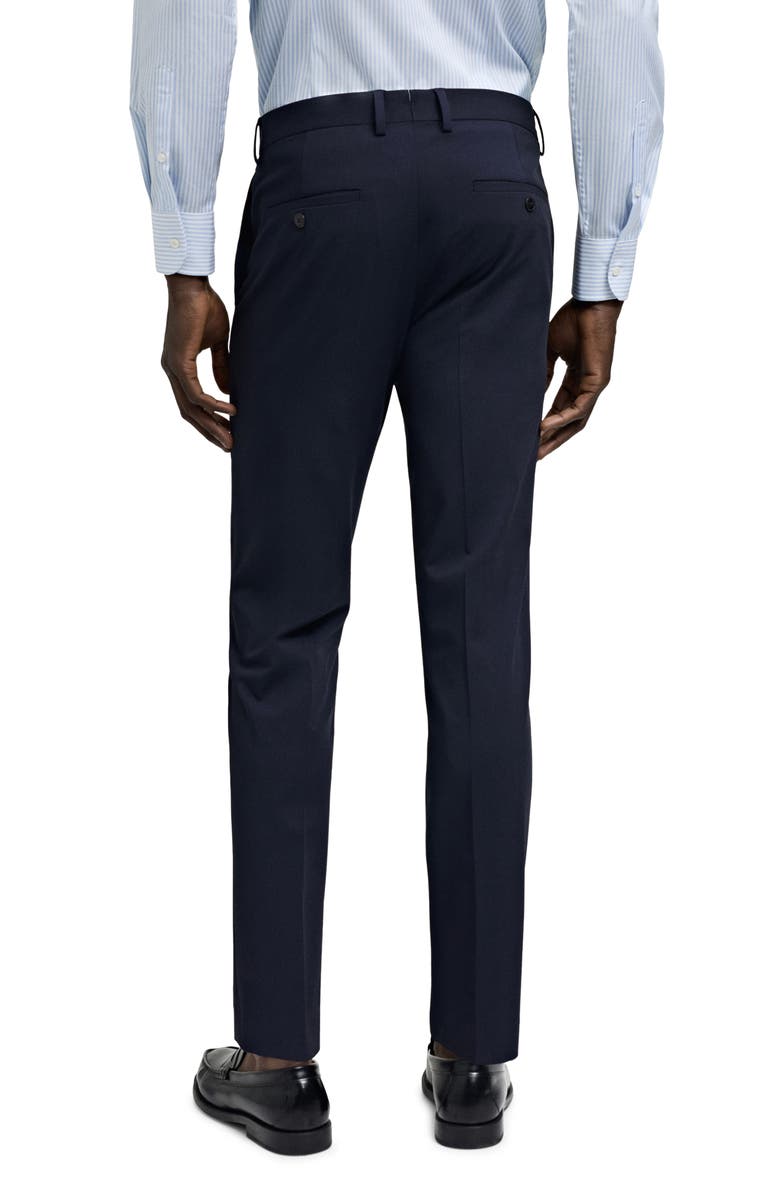MANGO Superslim Fit Dark Navy Flat Front Stretch Dress Pants, Alternate, color, Dark Navy