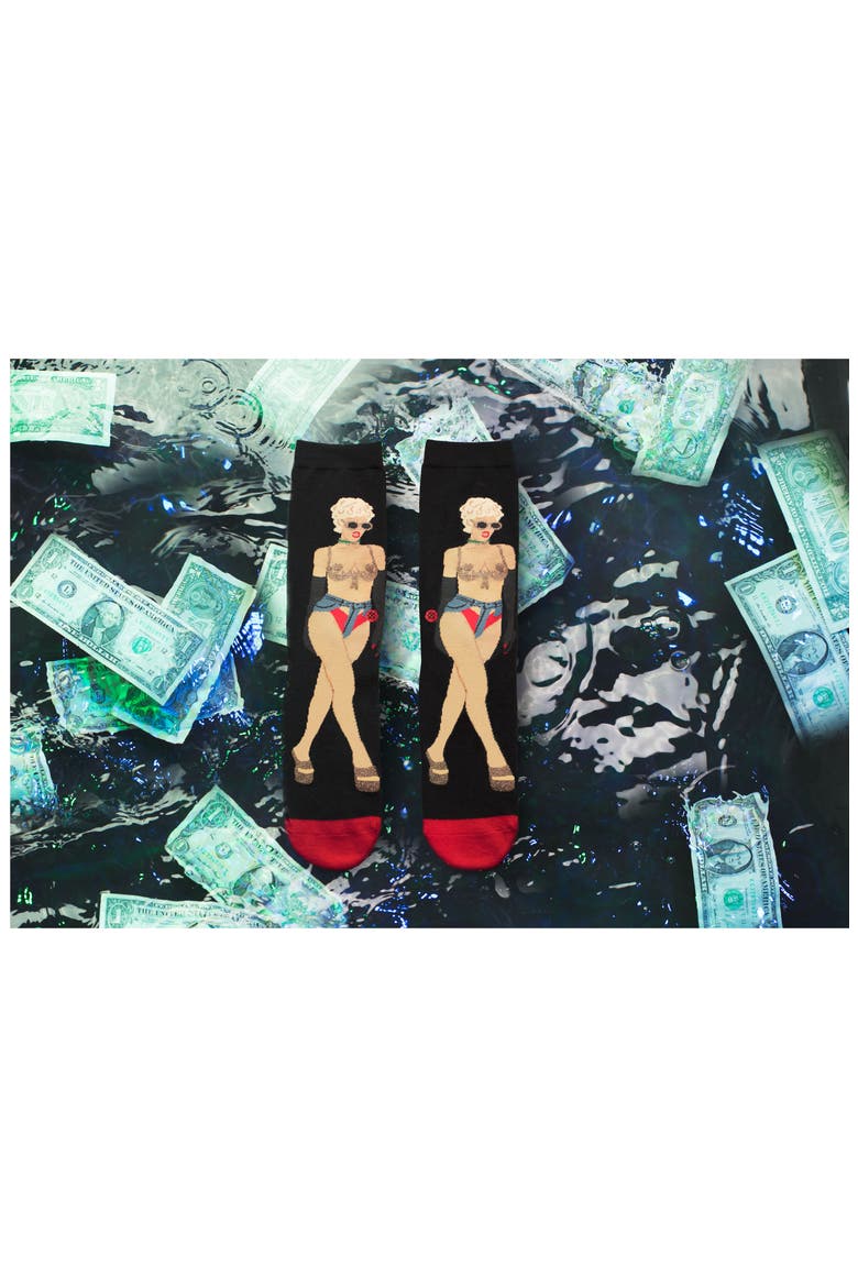 x Rihanna Music Video Crew Socks, Alternate, color, BLACK MULTI