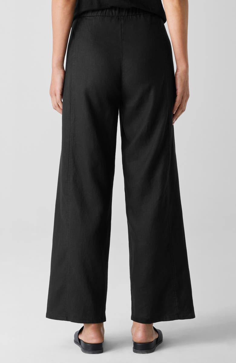 Eileen Fisher Wide Leg Organic Linen Ankle Pants, Alternate, color, Black