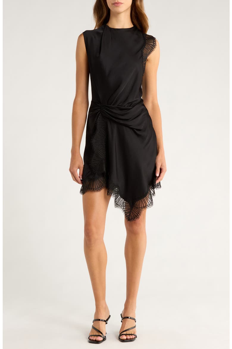 polyamide short dress with asymmetric hem Short Homecoming Dress with Asymmetrical Hem Black / 0