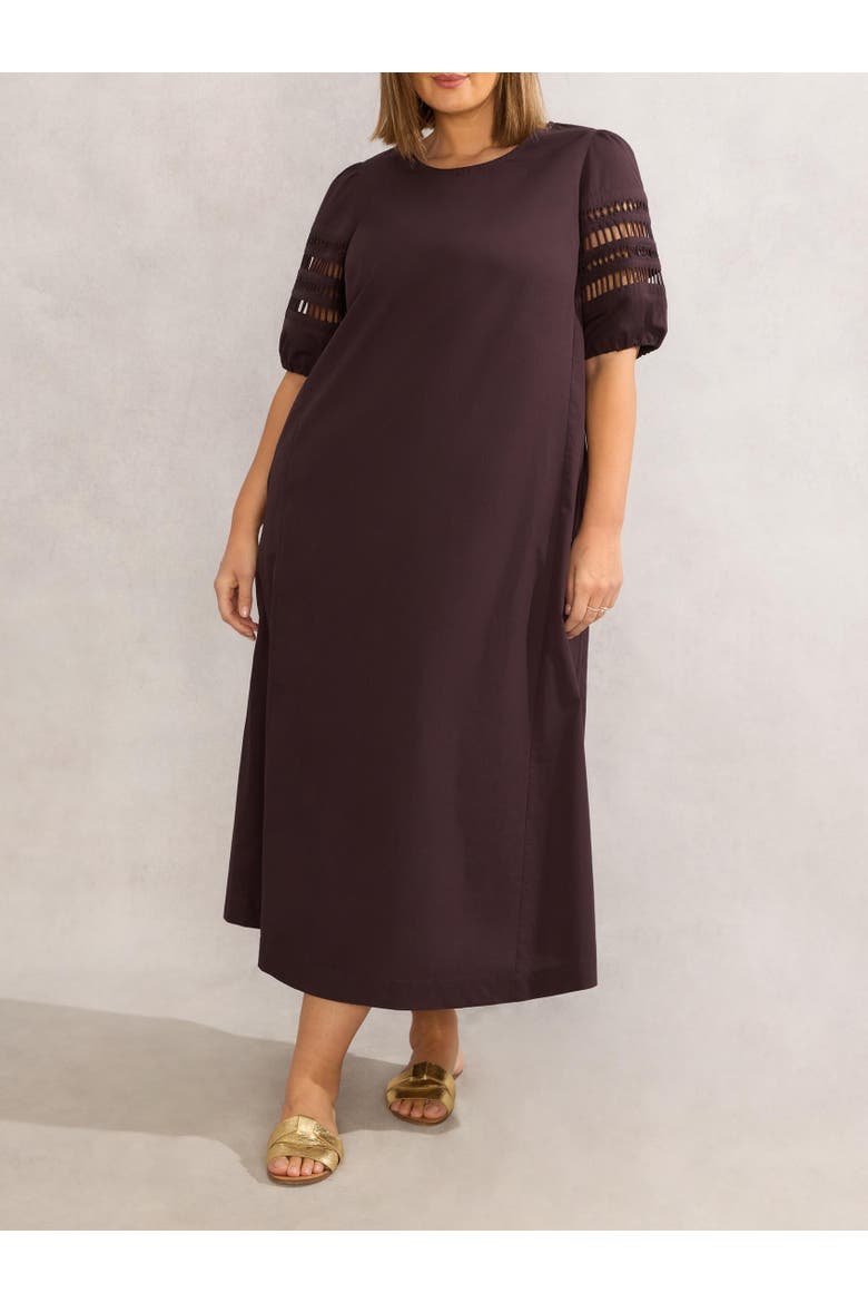 Puff Sleeve Midaxi Dress, Alternate, color, Chocolate