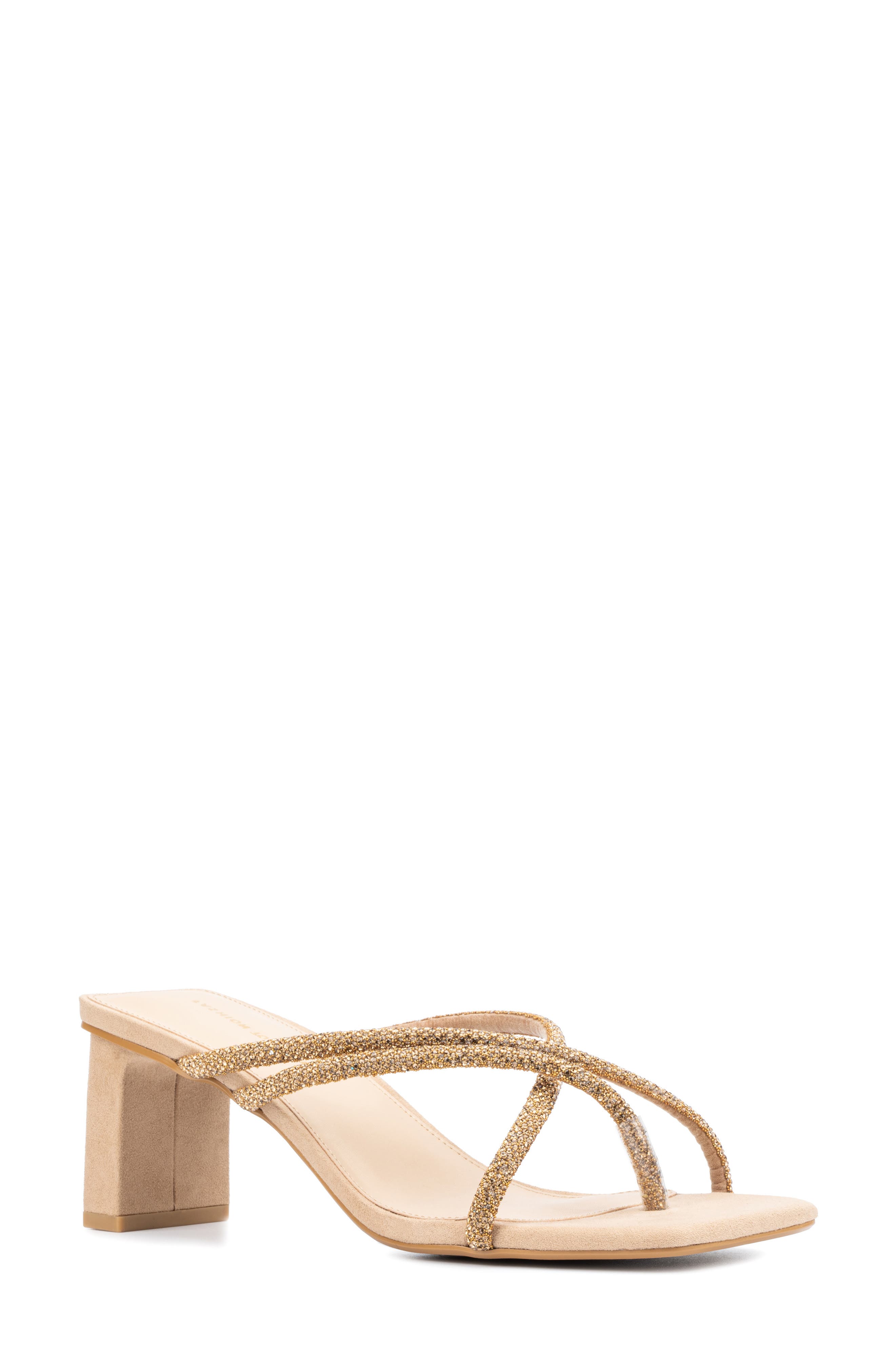 Fashion to Figure Nikita Pavé Crystal Slide Sandal - Wide Width, Main, color, Nude