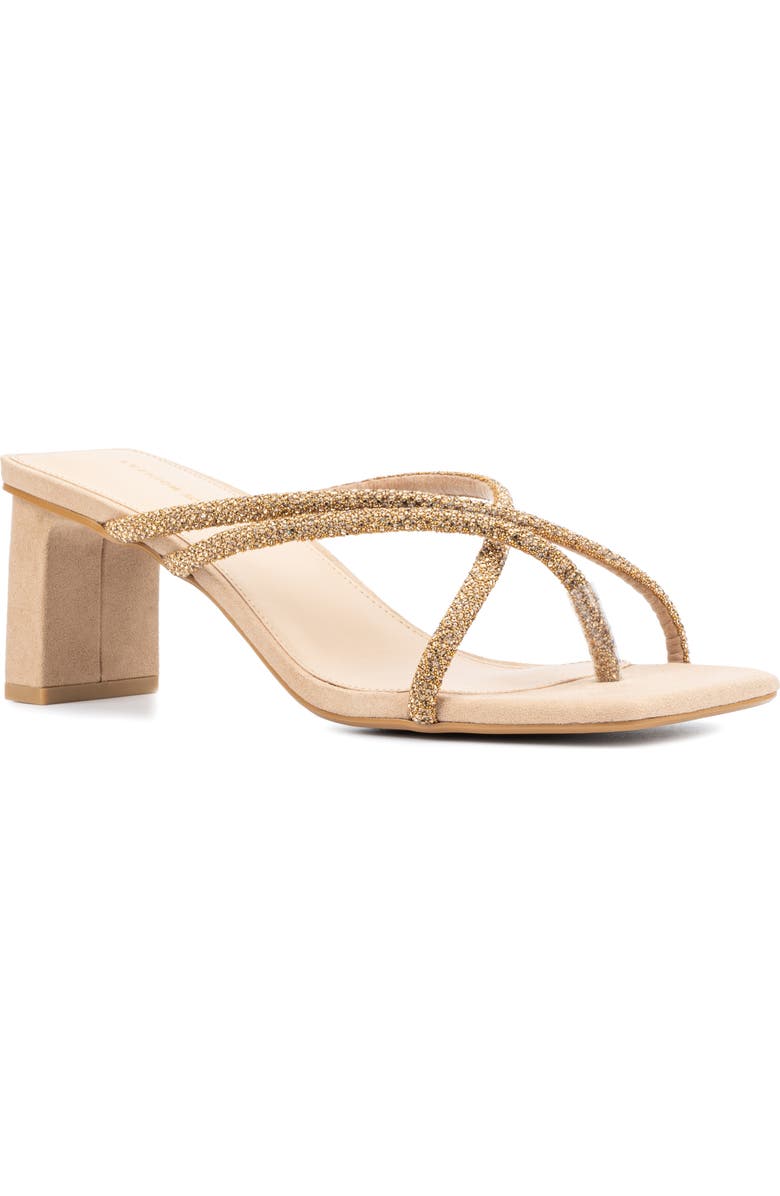Fashion to Figure Nikita Pavé Crystal Slide Sandal - Wide Width, Main, color, Nude