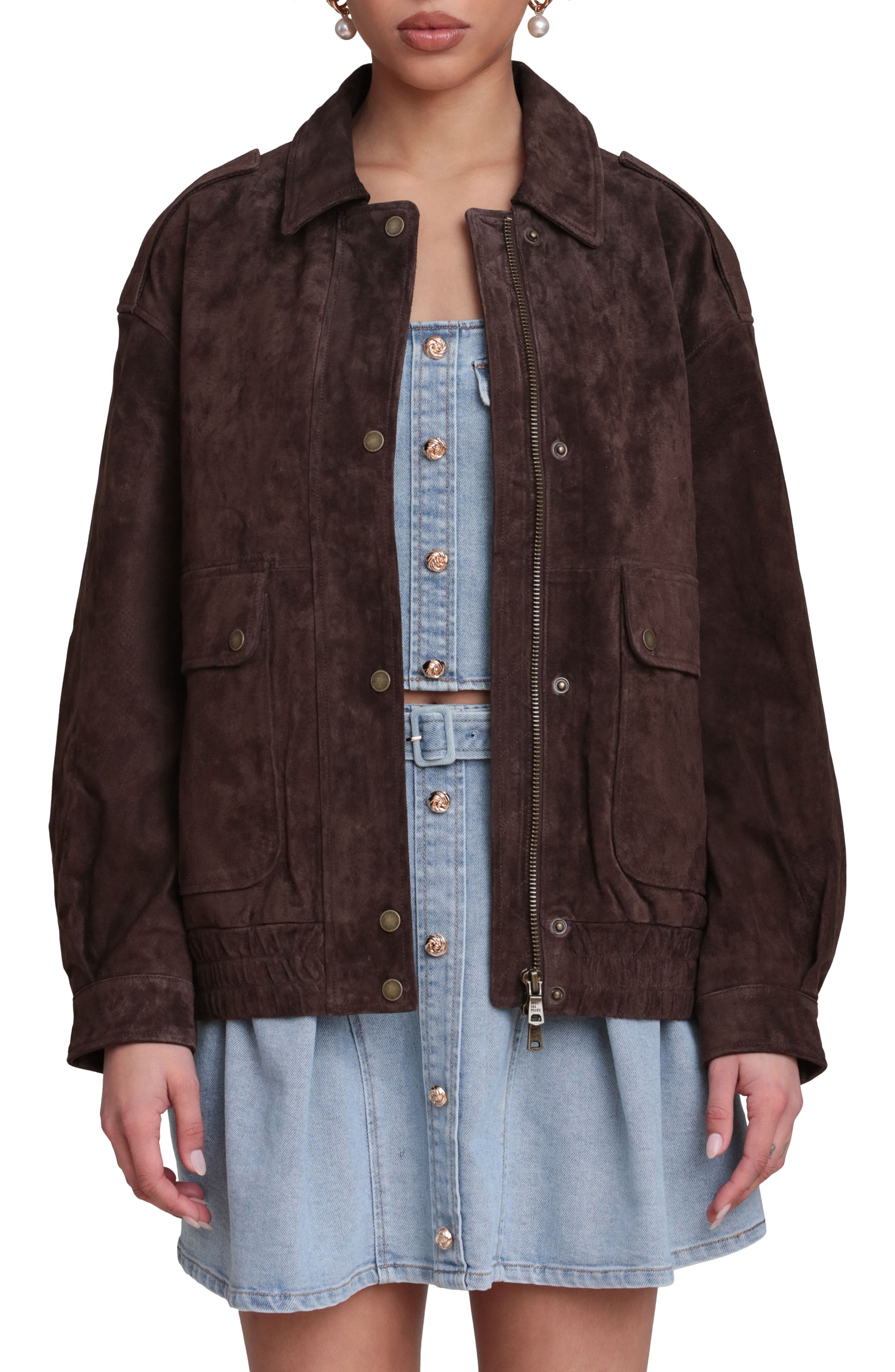 Avec Les Filles Suede Bomber Jacket