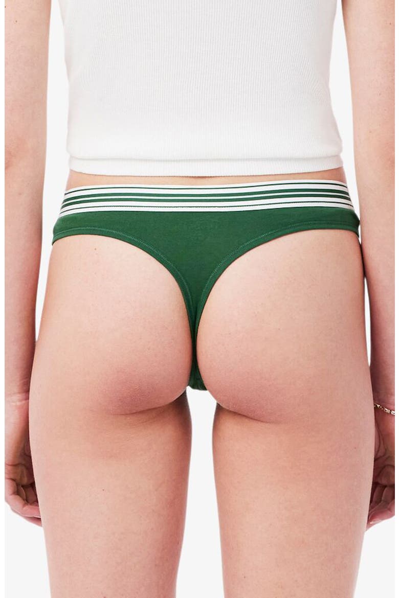 Stretch Cotton Jersey Thong, Alternate, color, GREEN