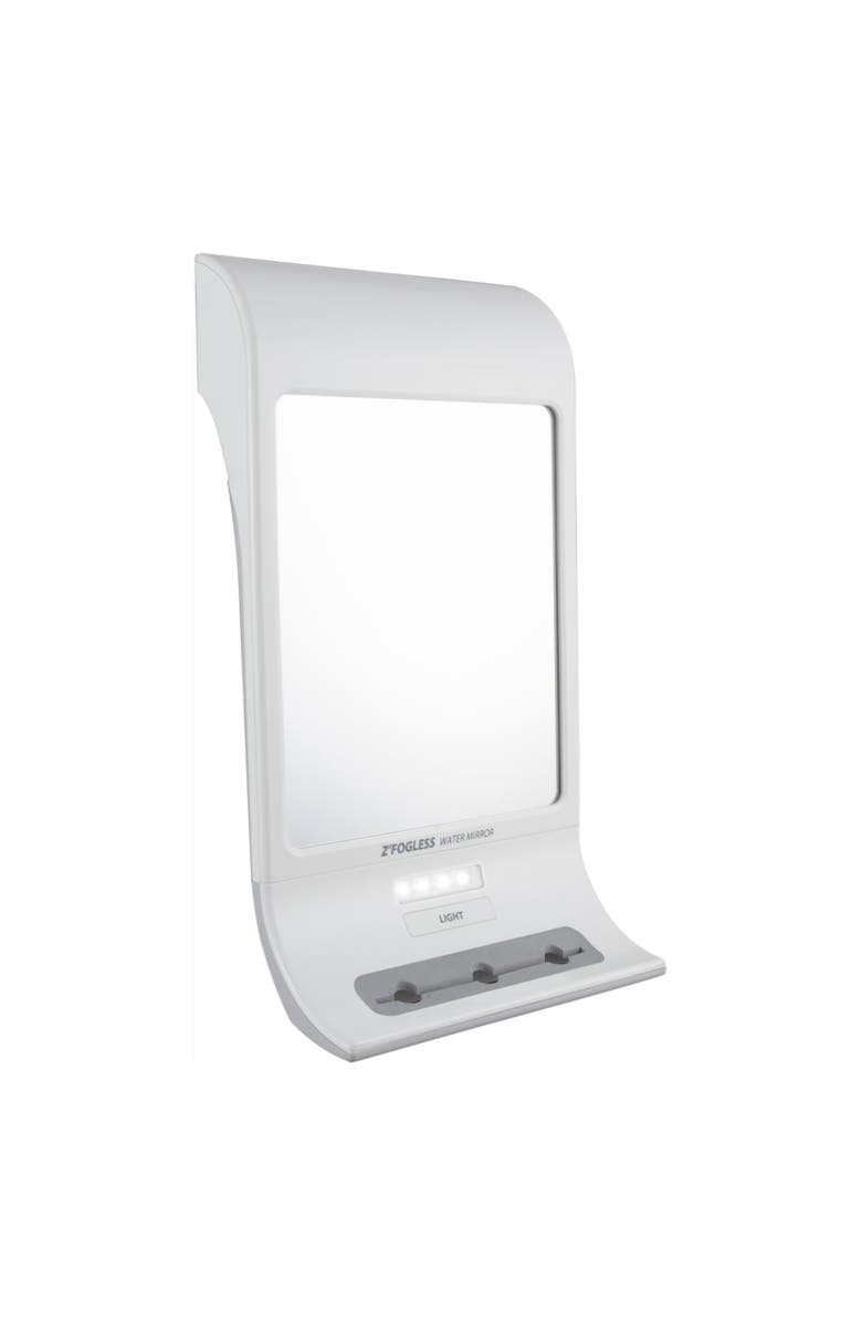 Zadro Fogless Lighted Shower Mirror with Suction Cup Mounting & Squeegee, Main, color, White