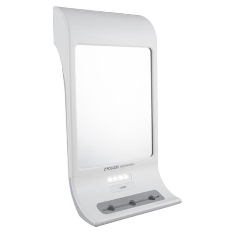 Fogless Lighted Shower Mirror with Suction Cup Mounting & Squeegee