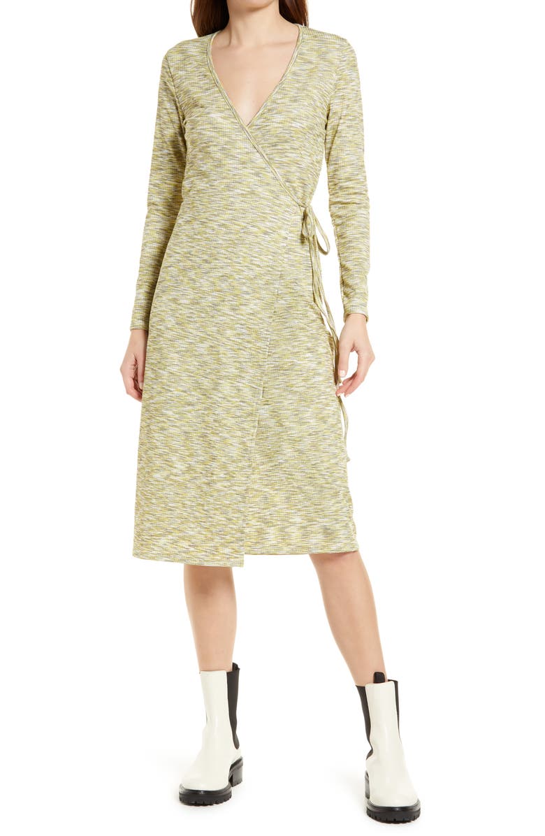 Lisa Says Gah Lucille Long Sleeve Wrap Midi Dress, Alternate, color, 