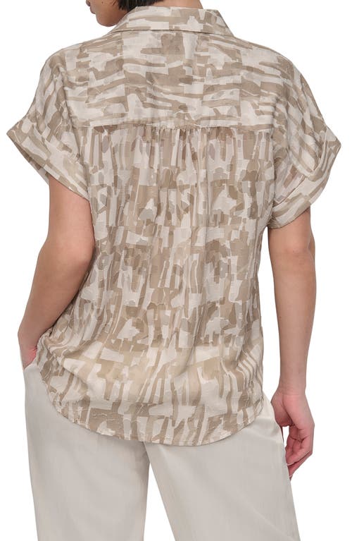 Dkny Allover Print Button-up Shirt In Brown