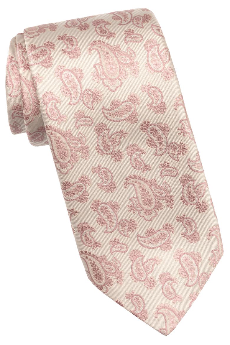 Colombo - Extra Long Silk Jacquard Tie for Men, Main, color, Pink