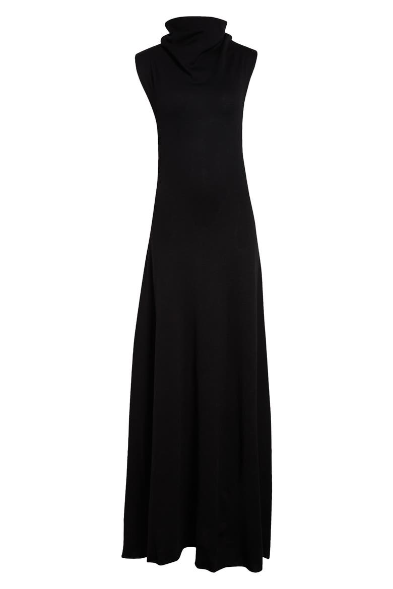 Cowl Neck Piqué Knit Wool Blend Dress, Alternate, color, BLACK