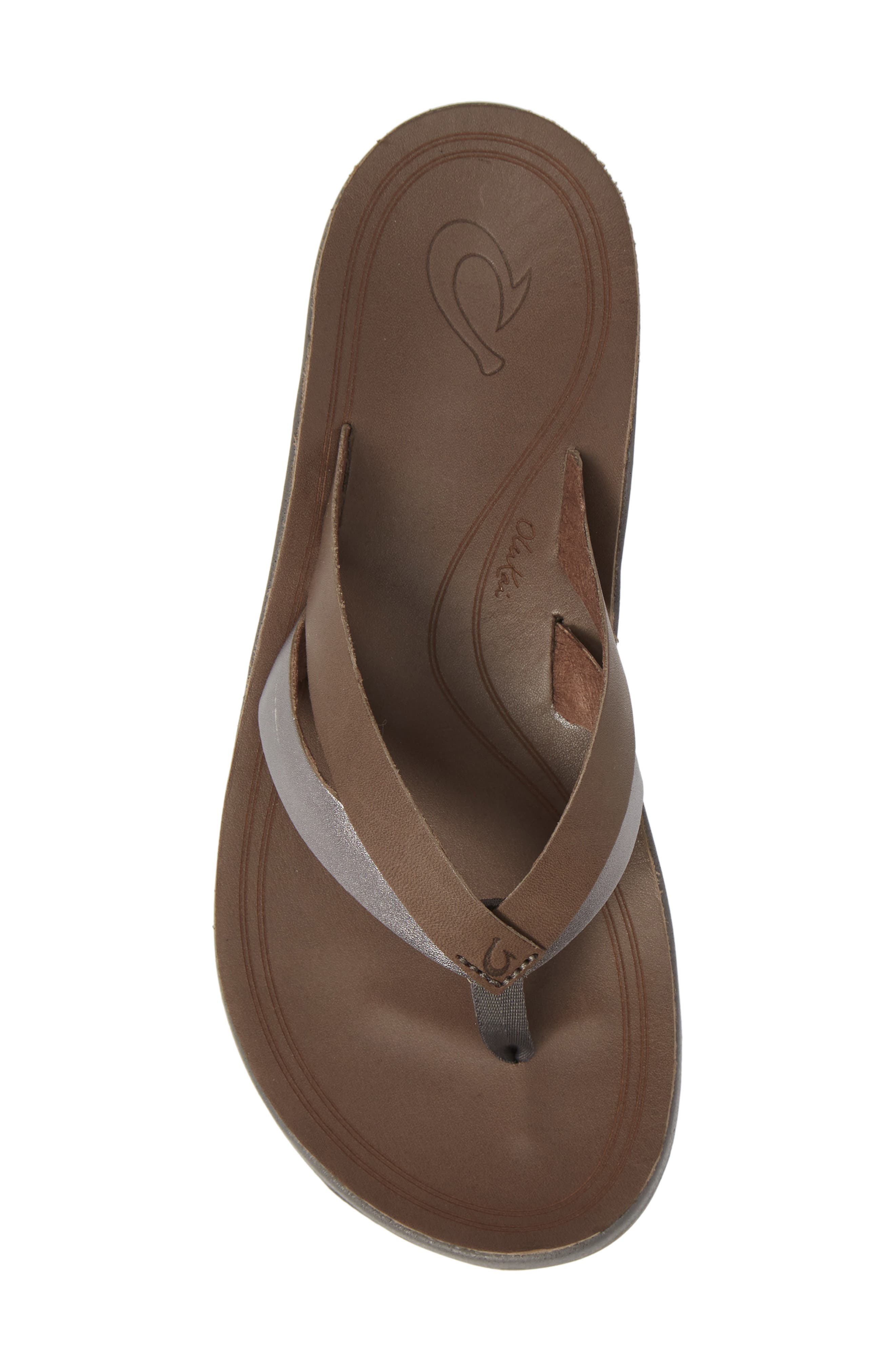 Kaekae Flip Flop, Alternate, color, CHARCOAL/ PEWTER LEATHER