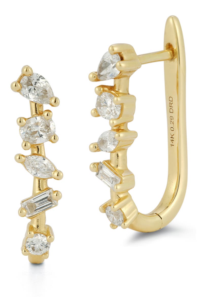 Alexa Jordyn Mixed Diamond U-Hoop Earrings, Alternate, color, YELLOW GOLD