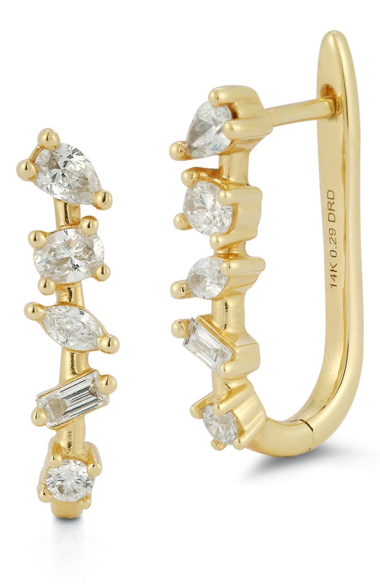 Dana Rebecca Designs Alexa Jordyn Mixed Diamond U-Hoop Earrings, Alternate, color, Yellow Gold