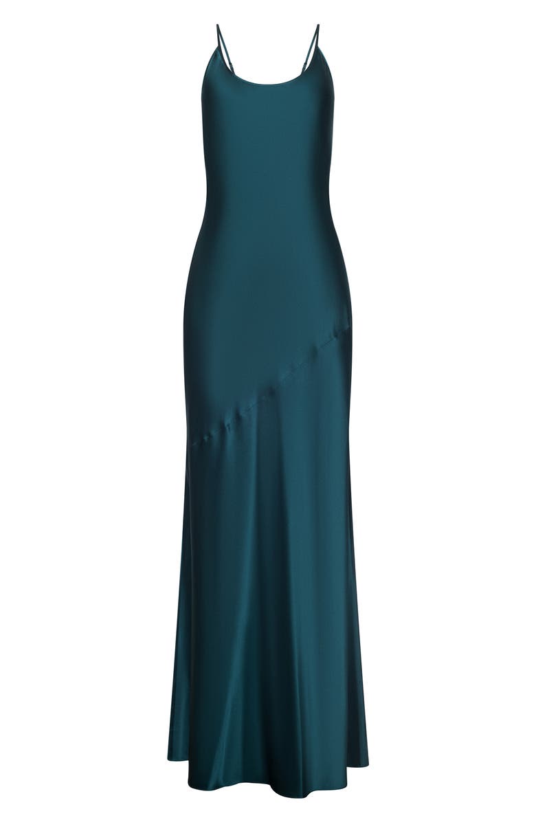 L'AGENCE Charmaine Spaghetti Strap Silk Gown, Main, color, Deep Teal