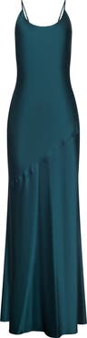 L'AGENCE Charmaine Spaghetti Strap Silk Gown