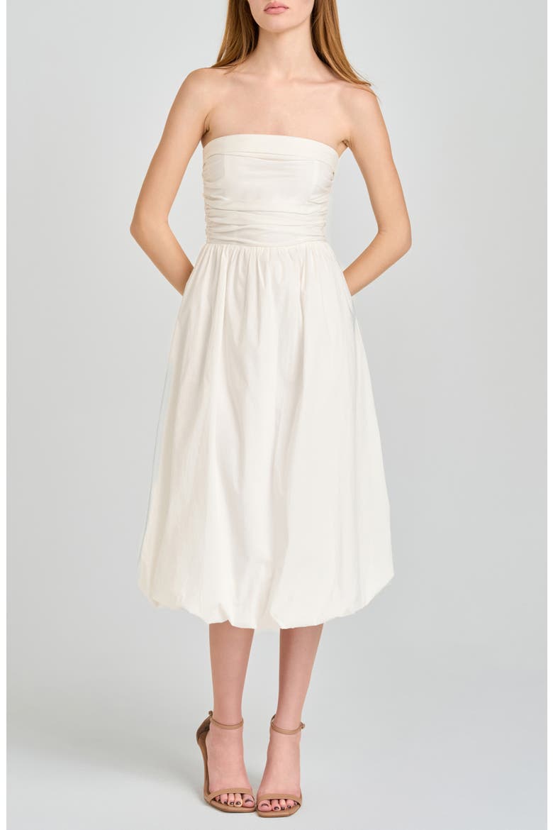 dipped-waist bubble hem midi dress Mare Sleeveless Drop-Waist Bubble-Hem Midi Dress