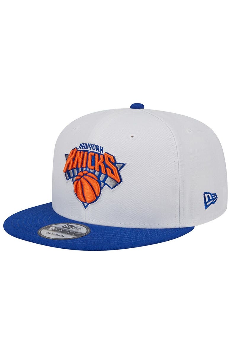 New Era Men's New Era New York Knicks White/Blue Team Mascot Undervisor 9FIFTY Snapback Hat, Alternate, color, 