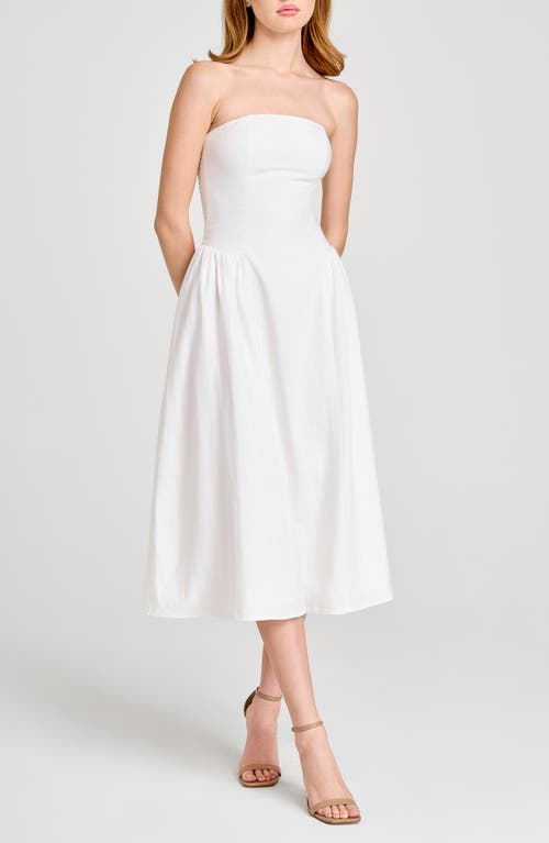 Shop Wayf Giulia Strapless Linen Blend Midi Sundress In Ivory