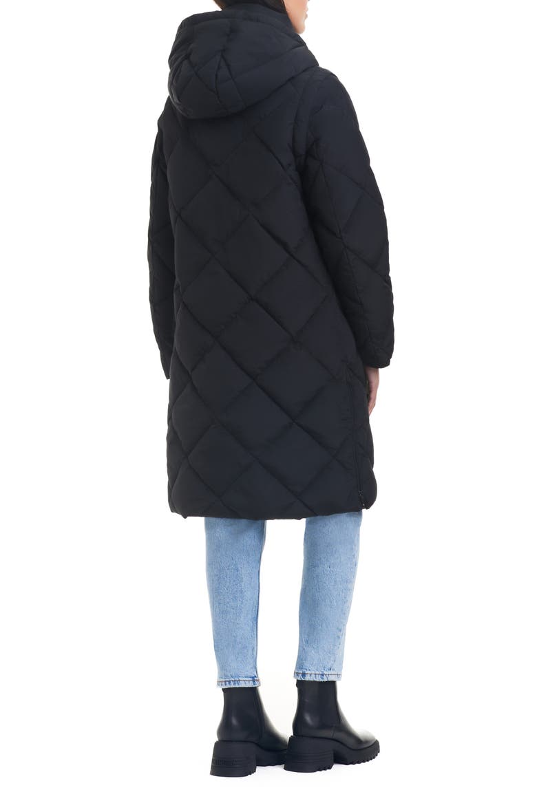 Longline Hooded Puffer Coat with Removable Sleeves, Alternate, color, BLACK