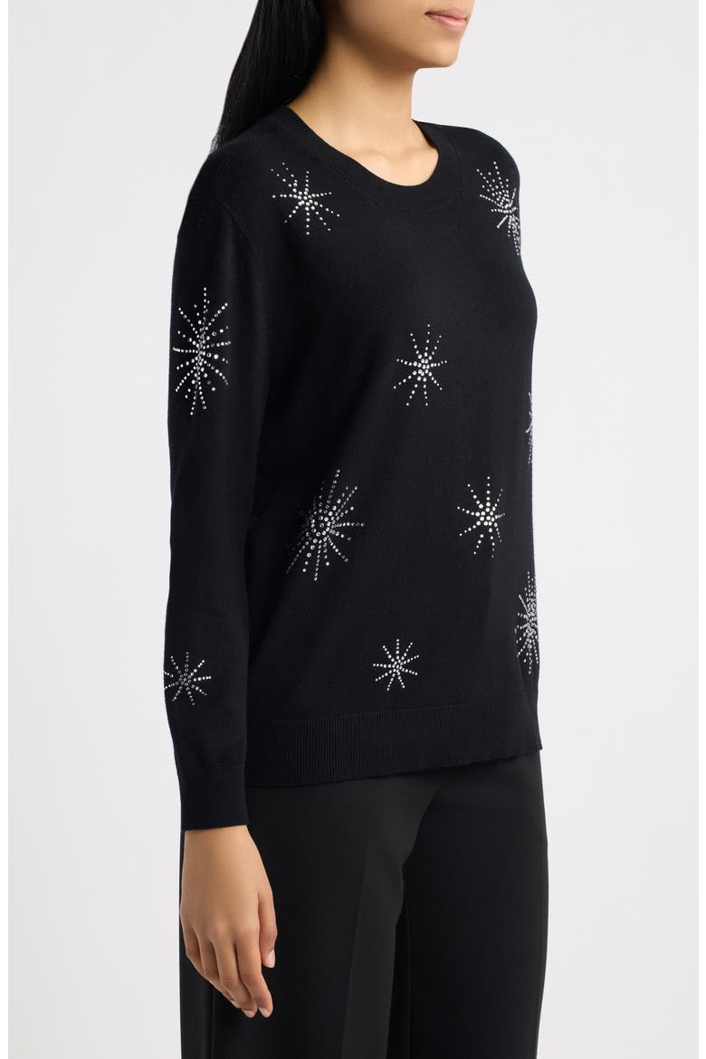 Starburst Embellished Crewneck Sweater, Alternate, color, ANNE BLACK