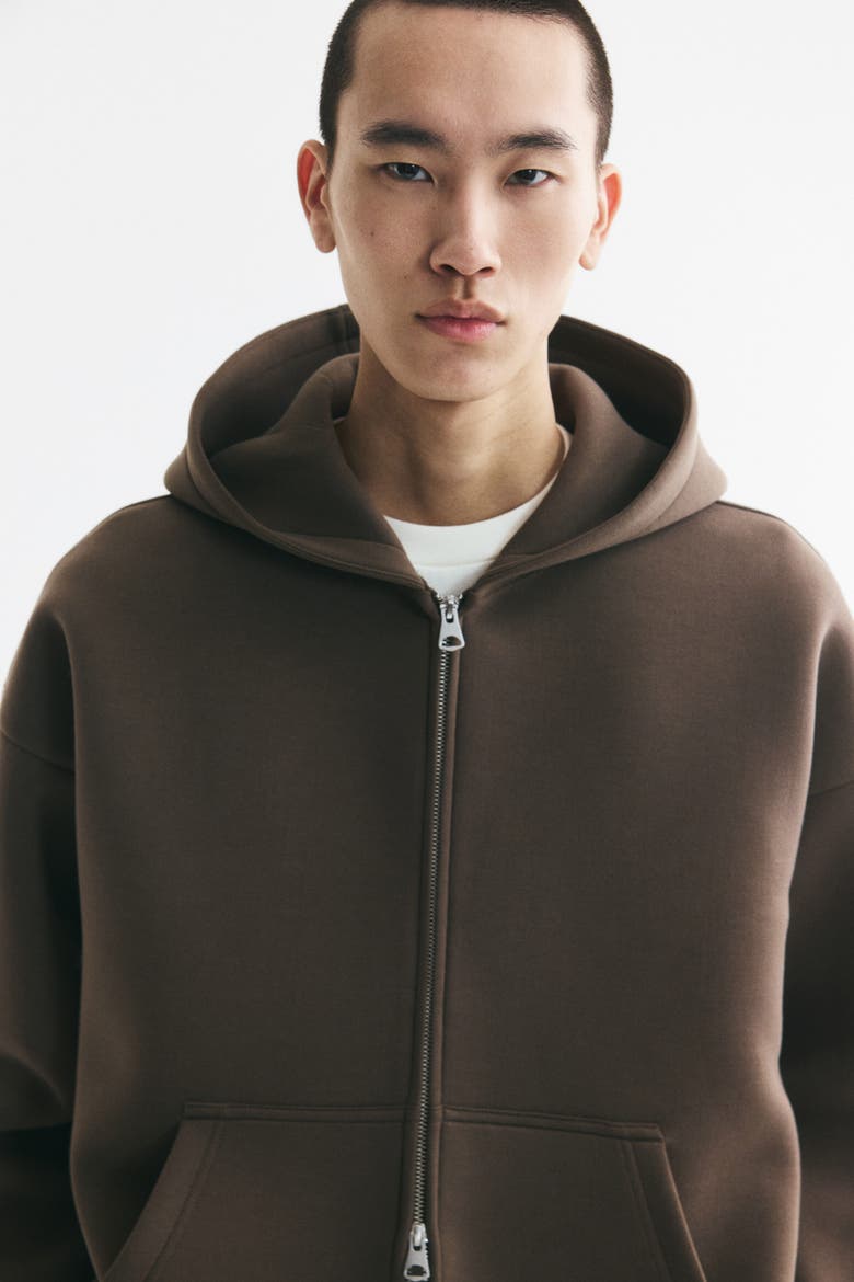 Oversized Scuba Knit Hooded Jacket, Alternate, color, Dark taupe