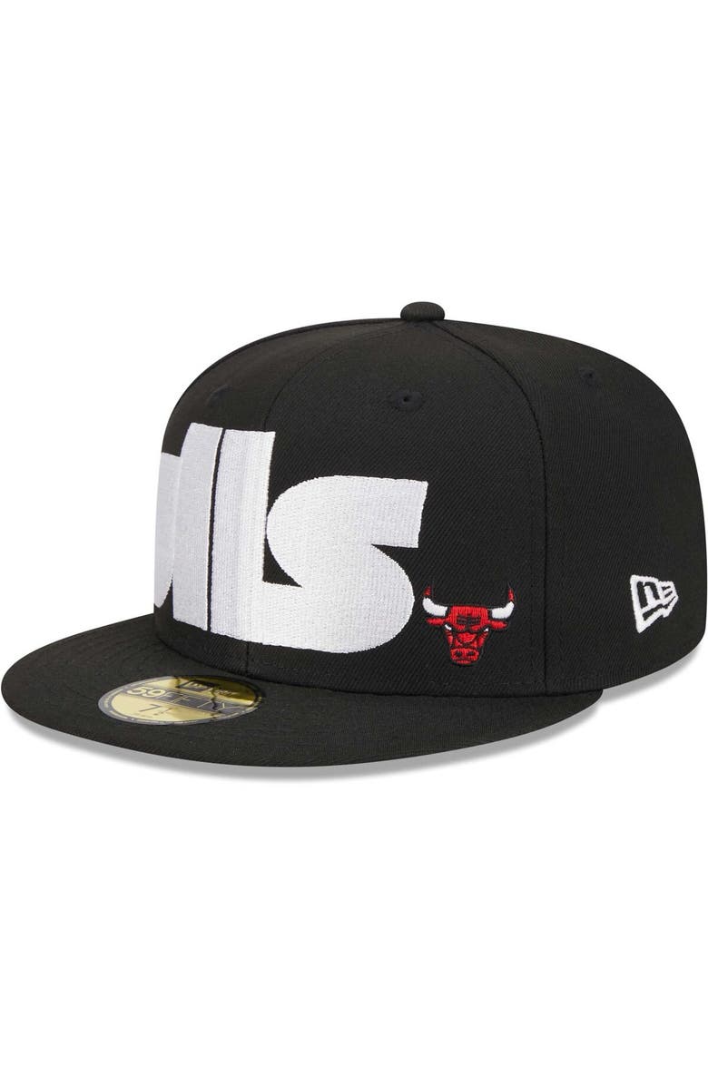New Era Men's New Era Black Chicago Bulls Checkerboard UV 59FIFTY Fitted Hat, Alternate, color, 