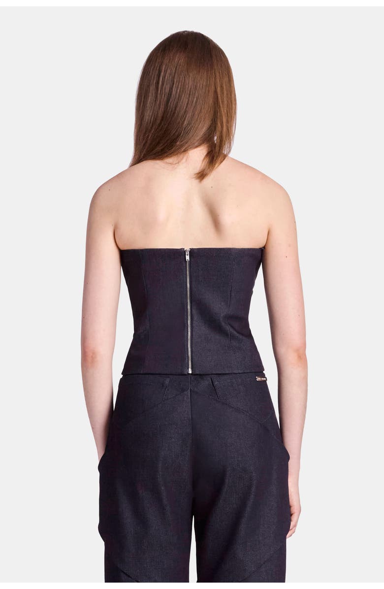 KATE BARTON Symmetrical Sculpted Denim Corset, Alternate, color, Navy