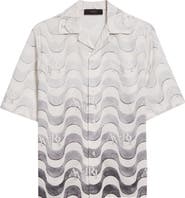 AMIRI Staggered Logo Wave Cotton Camp Shirt