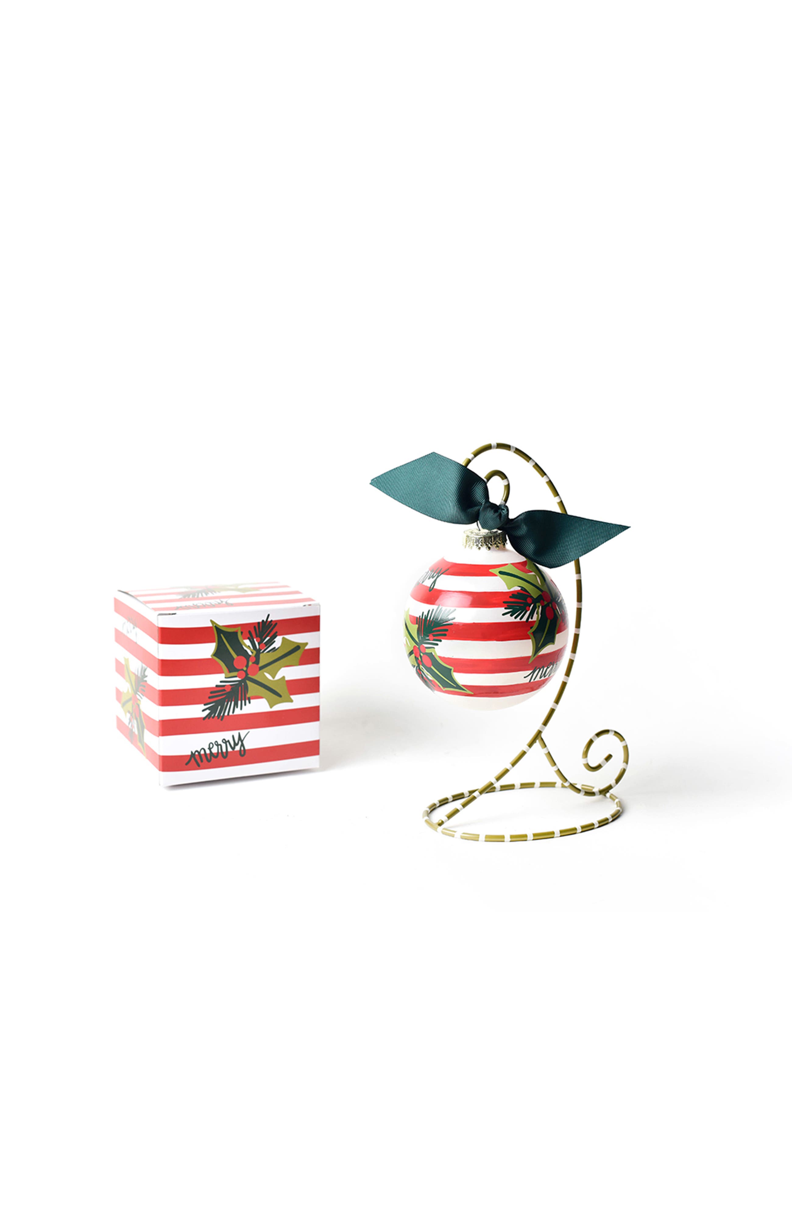 Coton Colors by Laura Johnson Holly Stripe Glass Ornament with Stand ...
