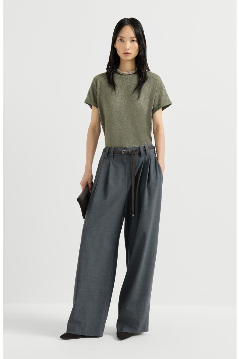 Sparkling cashmere and silk lightweight knit T-shirt, Alternate, color, Origano
