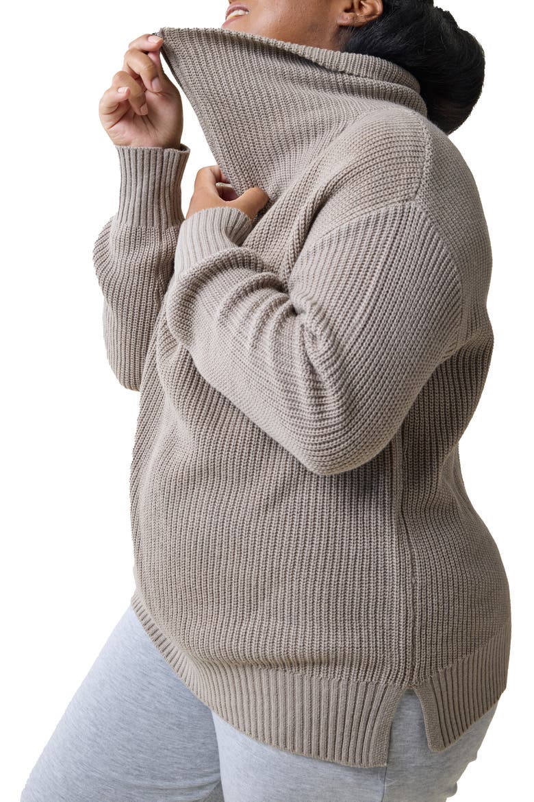 Quarter Zip Maternity Sweater, Alternate, color, TAUPE