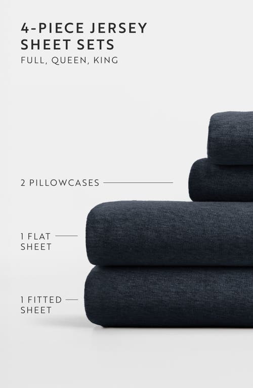 Homespun 4-piece Cotton Jersey Sheet Set In Navy
