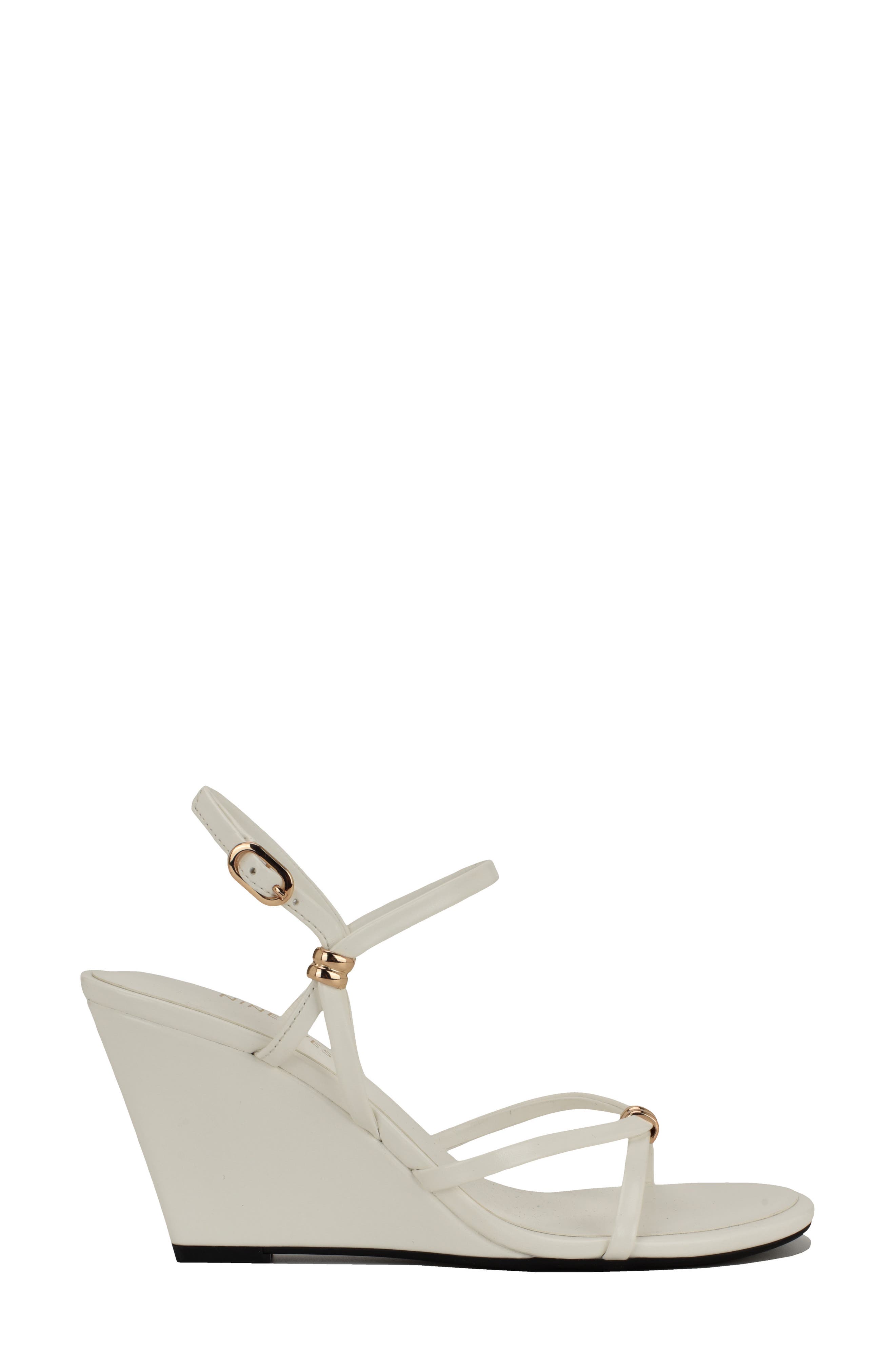 Deklyn Faux Leather Wedge Sandal, Alternate, color, WHITE