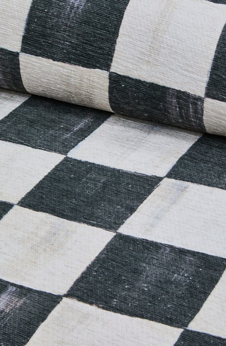 MACKENZIE CHILDS Courtly Checkered Machine Washable Rug, Alternate, color, Black