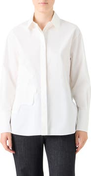 Akris punto Floral Appliqué Cotton Button-Up Shirt