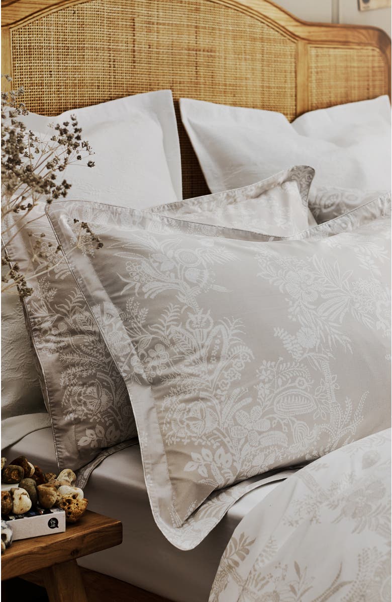 CHRISTY Beatrice Luxury Cotton Percale Jacquard Duvet Cover Sets, Alternate, color, Beige