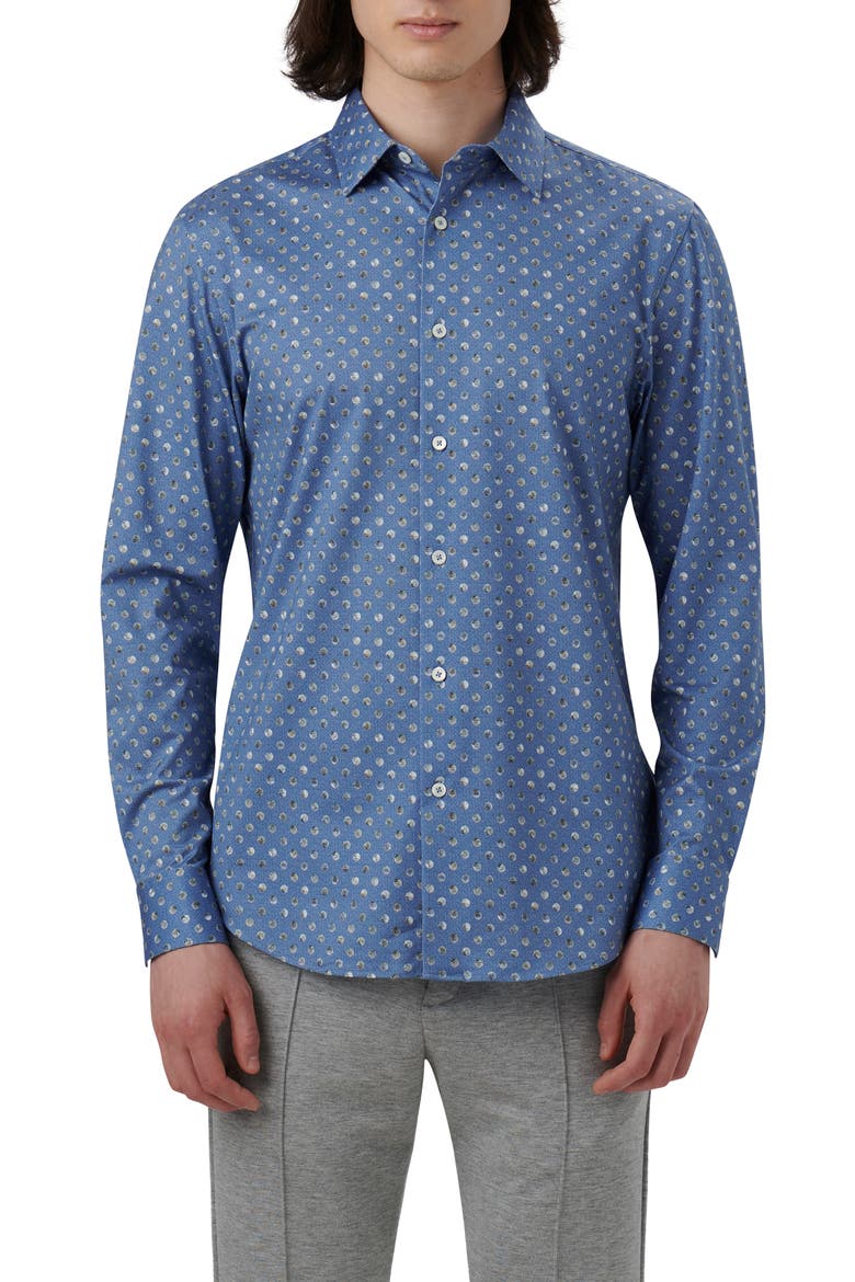 James OoohCotton® Dot Print Button-Up Shirt, Main, color, CLASSIC-BLUE