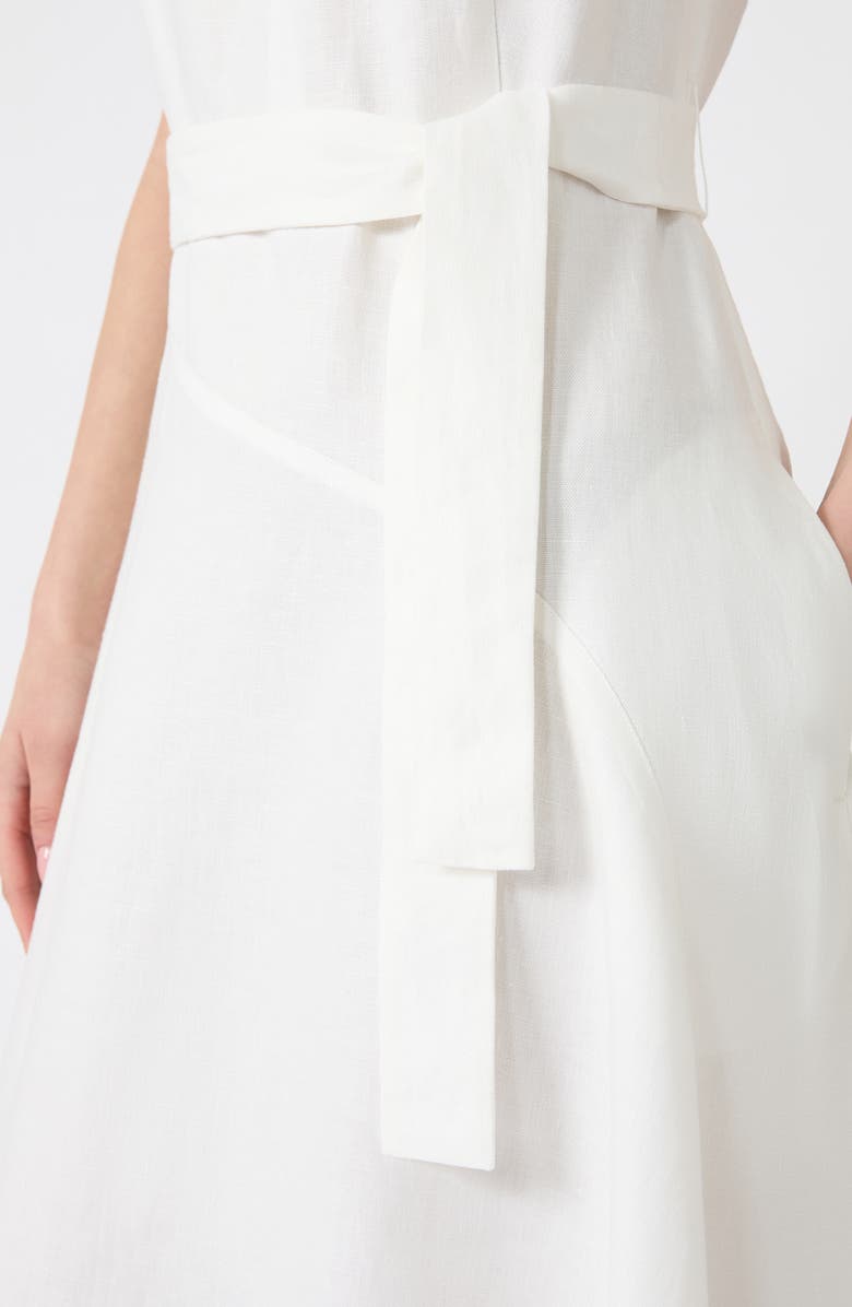 Weekend Max Mara Esordio Linen Midi Dress, Alternate, color, White